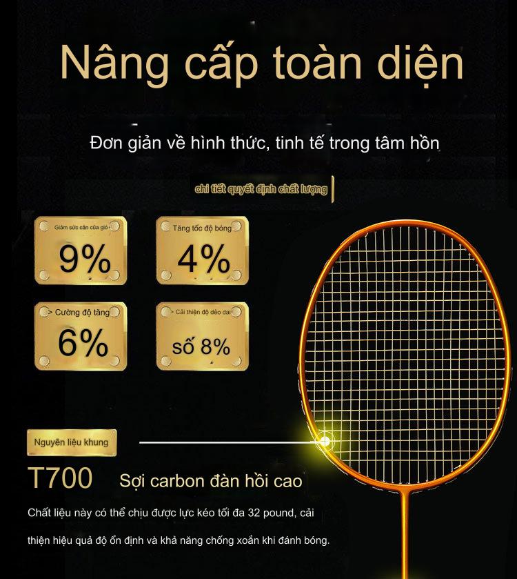 Vợt Cầu Lông Khung Carbon 5U Căng Sẵn 11kg DNS800 Chính Hãng Đại Nam Sport + Kèm Cuốn Cán Và Túi Đựng