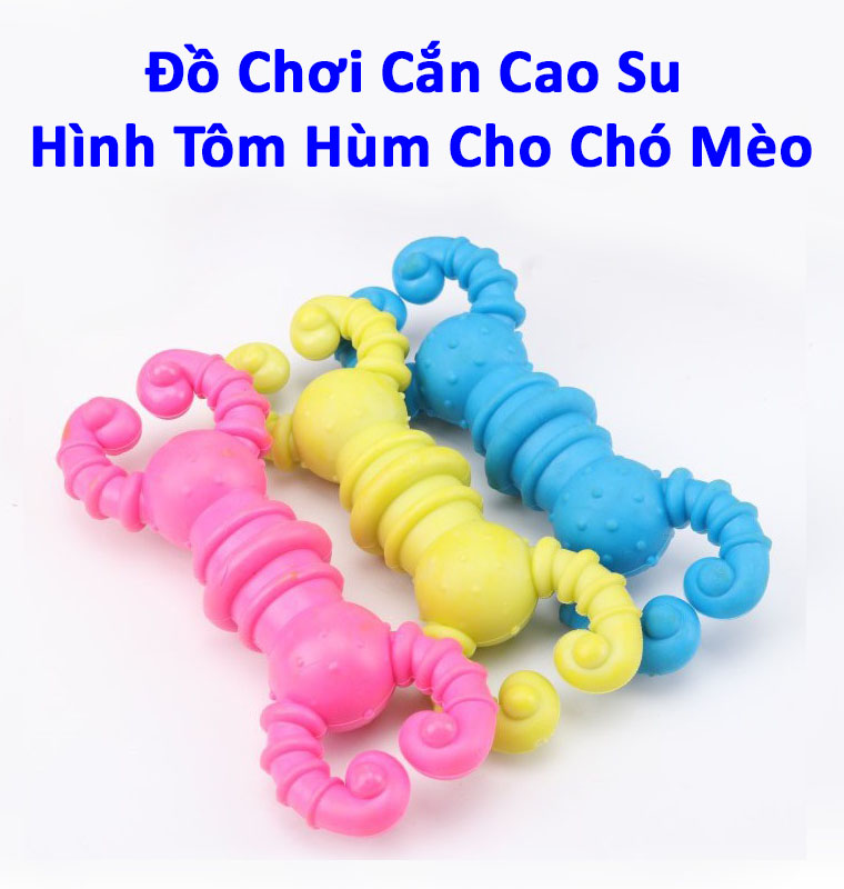 Đồ Chơi Cắn Cao Su Hình Tôm Hùm Dành Cho Chó Mèo