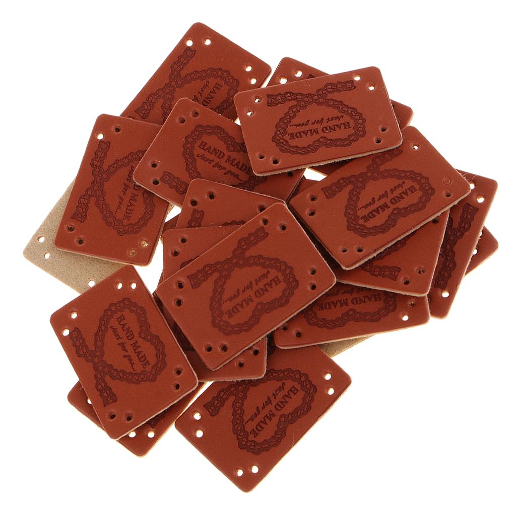 20 Miếng PU Leather Nhãn Handmade Tag Nhãn Embellishments Đồ Trang Trí