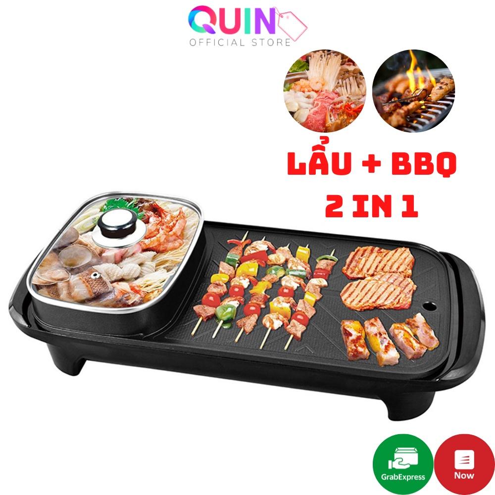 Bếp nướng kiêm lẩu điện 2 trong 1 - Nồi lẩu kiêm nướng bằng điện - Bếp điện 2 ngăn lẩu nướng - Nồi lẩu đa năng tiện dụng