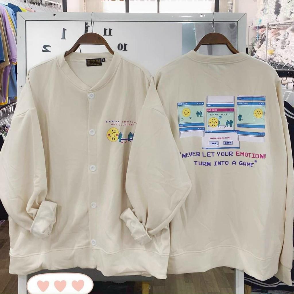 Áo Khoác Unisex Cardigan Hình Mặt Cười Thun Nỉ Ngoại Freesize 65kg AK97