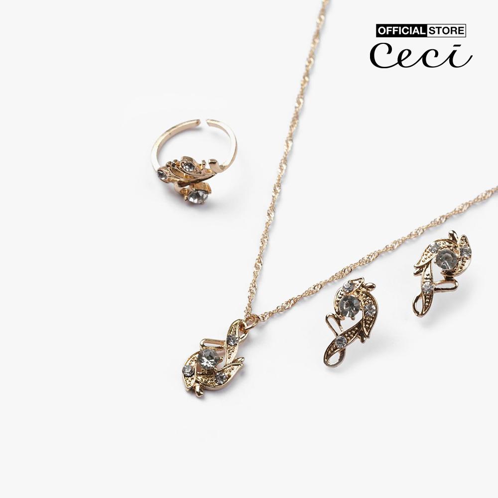 CECI - Bộ 3 món trang sức nữ kim loại đính đá thiết kế độc đáo CC15-01000003