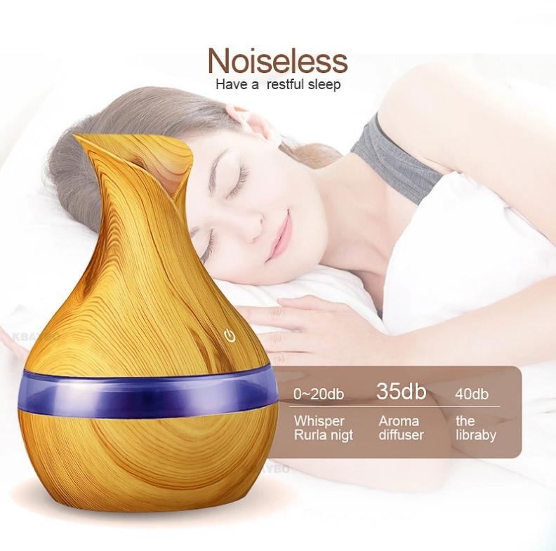 300Ml Vân Gỗ Máy Phun Sương Tạo Độ Ẩm Hương Thơm Khuếch Tán Tinh Dầu Lộc Không Khí Thơm Khuếch Tán Hộ Gia Đình Máy Phun Sương Tạo Độ Ẩm Siêu Âm Thanh Đèn Led 7 Màu Thay Thế