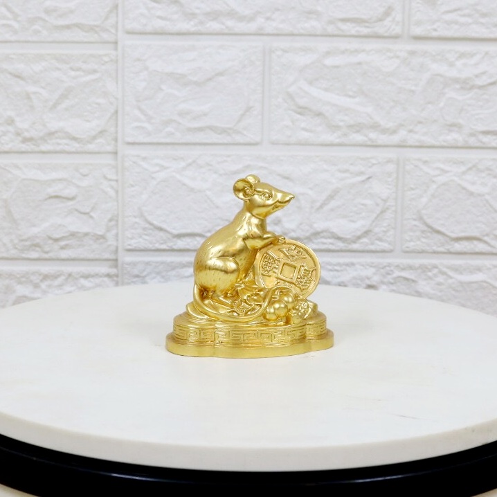 Tượng chuột bằng đồng mạ vàng 24K