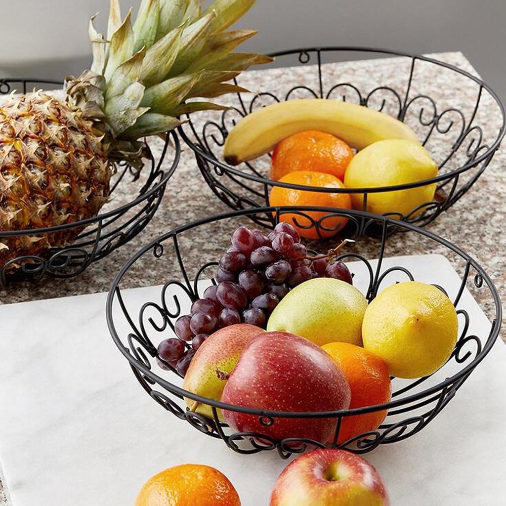 3 Tier Metal Kitchen Wire Vegetable Rack Fruit Hanging Basket Bowl Shower