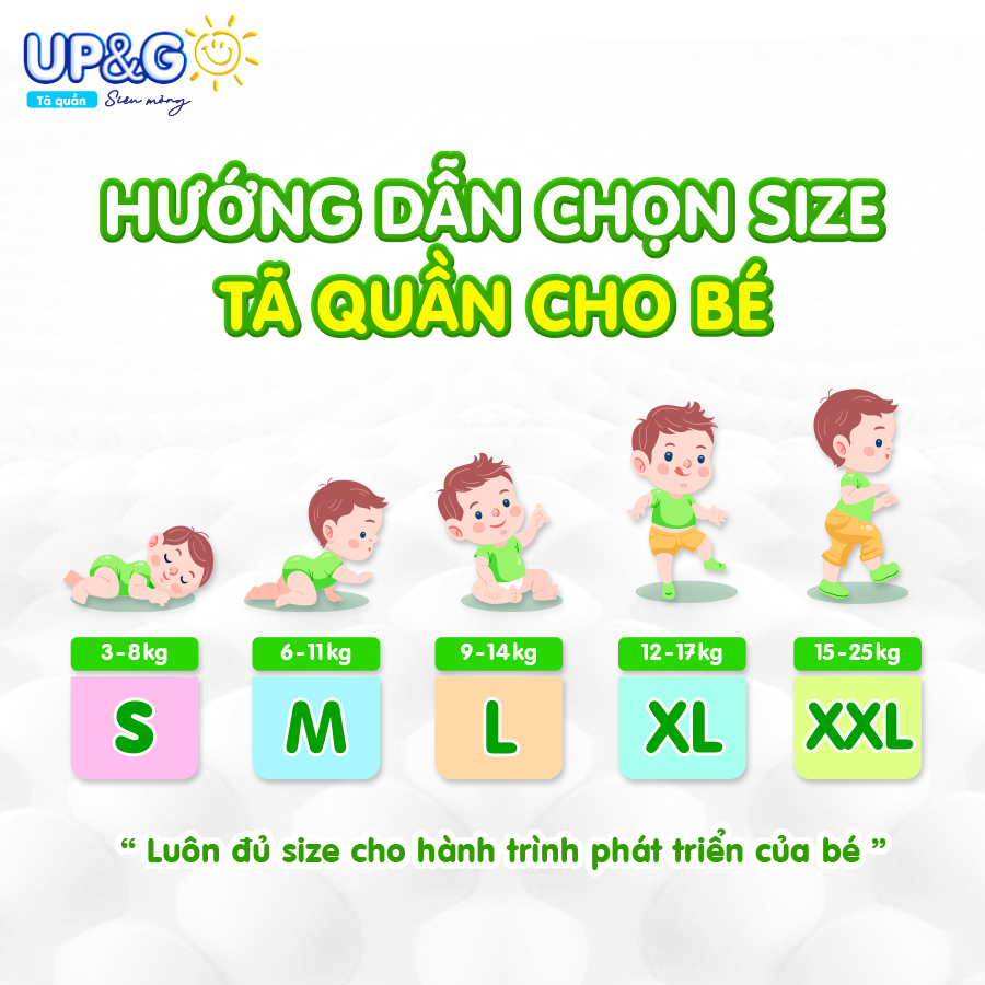 Tã/ Bỉm Quần Em Bé Siêu Mỏng Up&amp;Go Lõi Nén 2mm Siêu Mềm Mại, Siêu Khô Thoáng, Siêu Thấm Hút Size S/M/L/XL