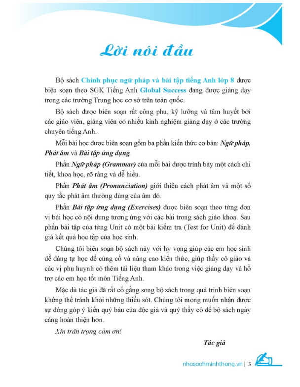 Sách - GLOBAL SUCCESS - Chinh Phục Ngữ Pháp Và Bài Tập Tiếng Anh lớp 8 tập 1