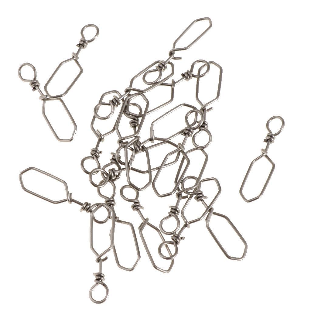 20Pcs High Strength Fishing Rolling Swivel with Coastlock Snap, Copper Stainless Steel Connector