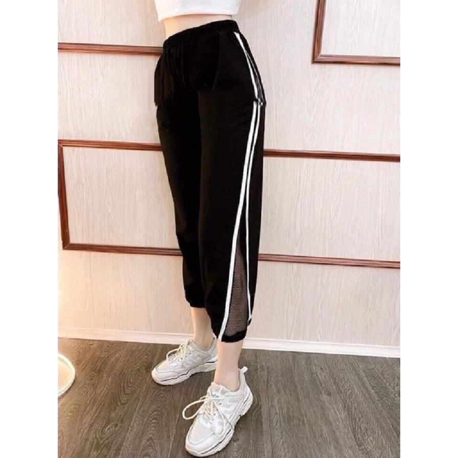 Quần Jogger đũi phối lưới