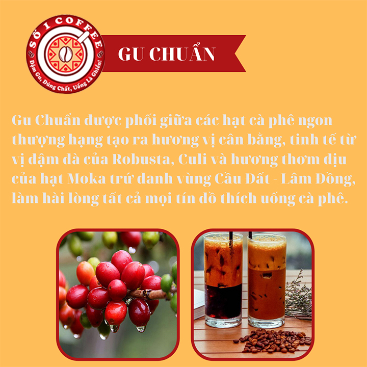 Cà Phê - Cà Phê Nguyên Chất GU CHUẨN Hương Vị Hài Hòa, Tinh Tế, Loại Cà Phê Rang Xay Pha Máy, Rang Theo Công Nghệ Hot Air Chất Lượng Ổn Định, Đồng Đều- Túi 500Gam