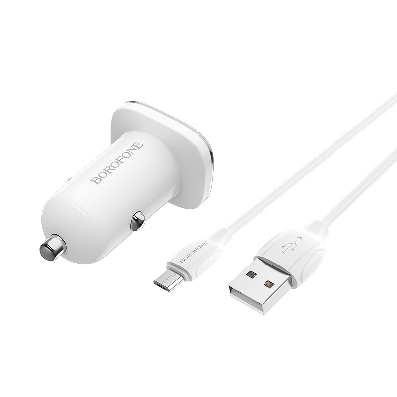 Bộ Cóc Cáp Sạc Xe Hơi Borofone BZ12, BZ-12 Cổng Micro-2 Cổng USB - Hàng Chính Hãng