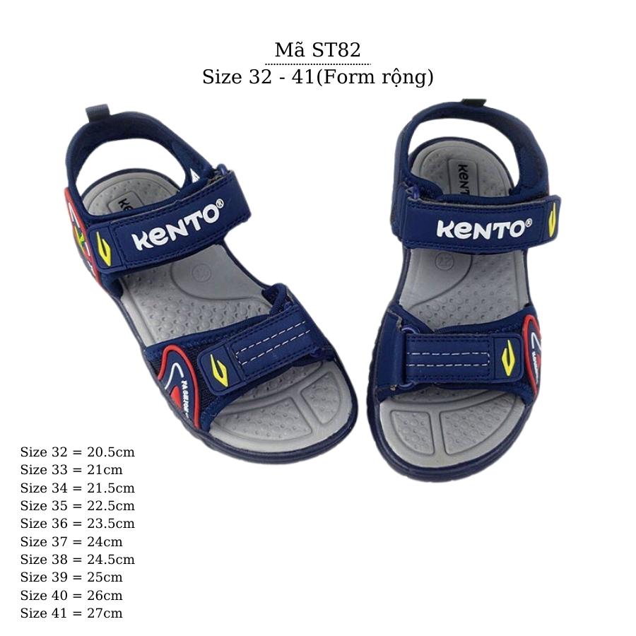 Dép sandal bé trai KENTO xanh navy quai hậu kiểu dán êm nhẹ chống trơn trượt cao cấp phù hợp cho trẻ em học sinh tiểu trung học 6, 7, 8, 9, 10, 11, 12, 13, 14, 15 tuổi đi học đi biển màu hè NHÍM SHOP ST82