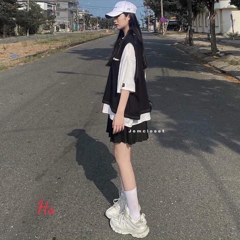 Sét áo thun kèm gile đen HS45