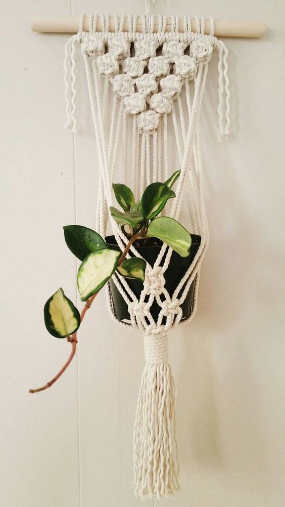 Dây tết macrame treo trang trí chậu cây cảnh họa tiết chùm nho