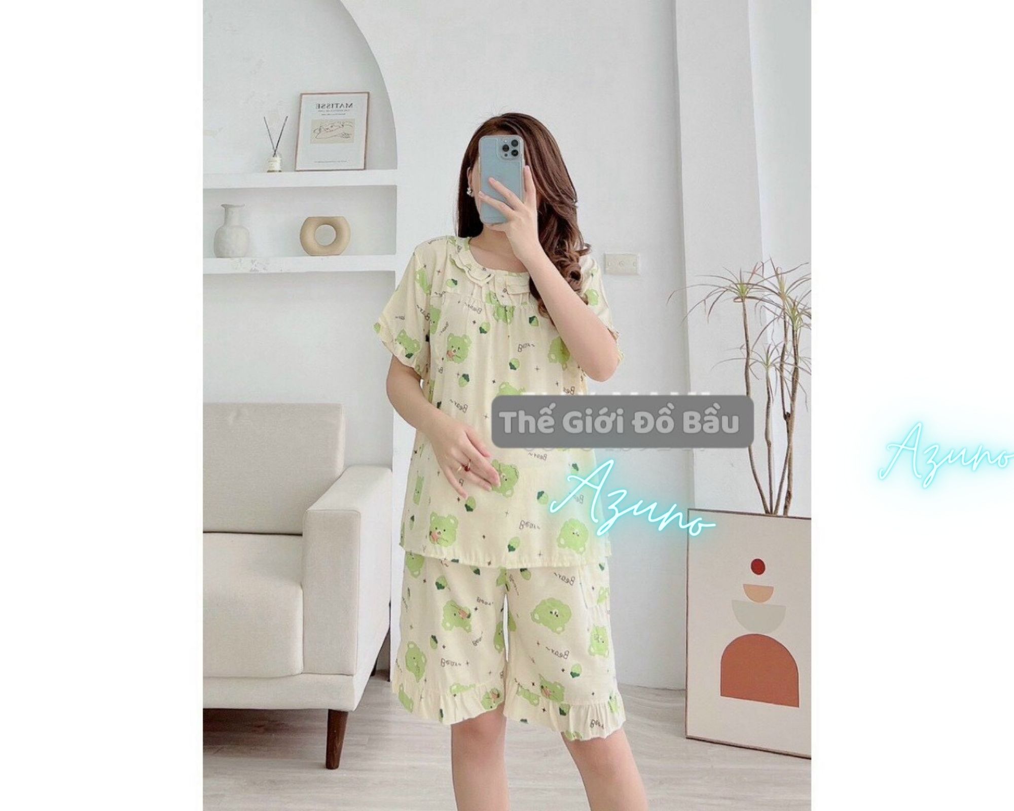 Đồ Bộ Bầu Và Sau Sinh Ngắn Tay Chất Liệu Đũi Hàn Cao Cấp Nhiều Màu Hoa Nhí Siêu Mát Nhẹ Tênh