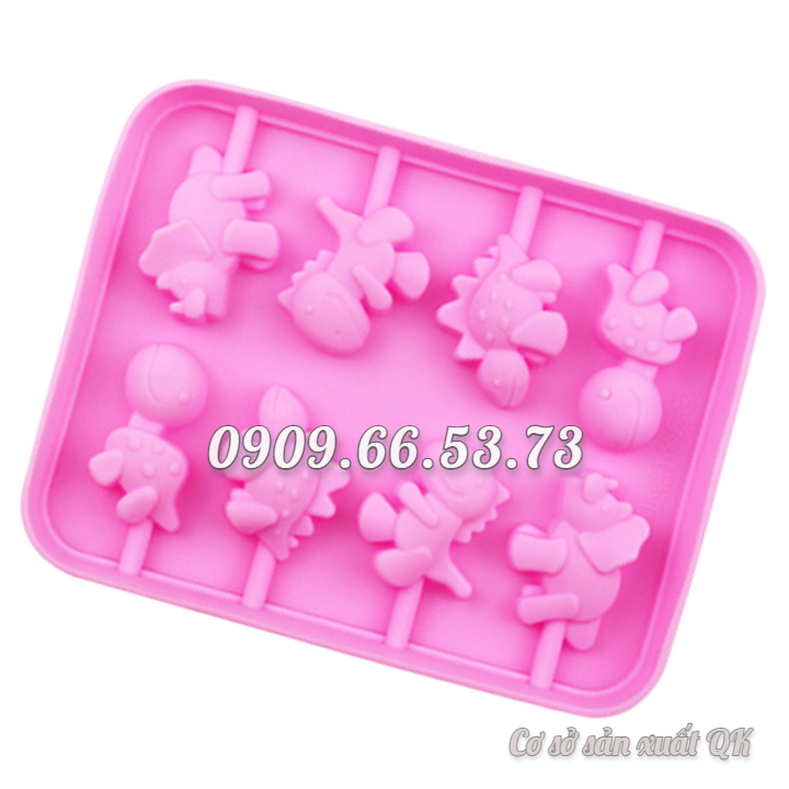 Khuôn rau câu silicon 8 con khủng long - Mã số 1491