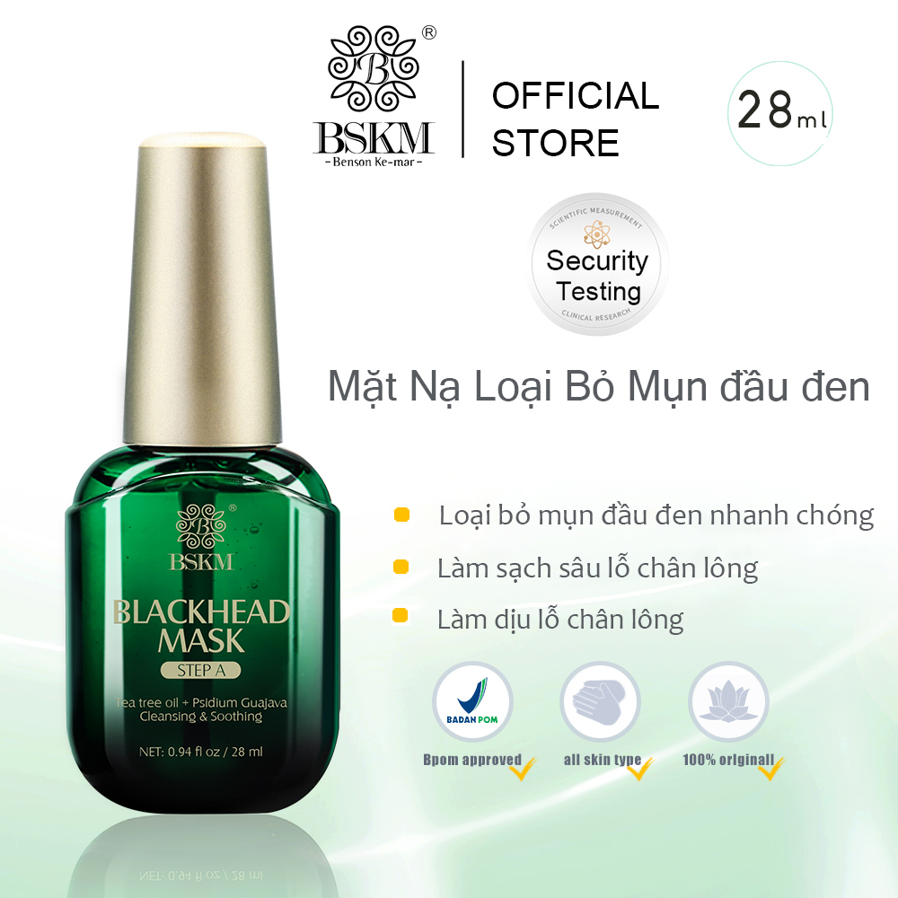 Mặt Nạ Trị Mụn Đầu Đen BSKM 28ml Mặt Nạ Tẩy Tế Bào Chết Se Khít Lỗ Chân Lông Tinh Dầu Tràm Trà Tinh Chất Chăm Sóc Da Mặt