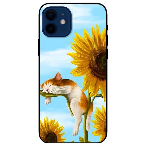 Ốp lưng dành cho Iphone 12 Mini - Iphone 12 - Iphone 12 Pro - 12 Pro Max - mẫu Mèo Ngủ Hoa