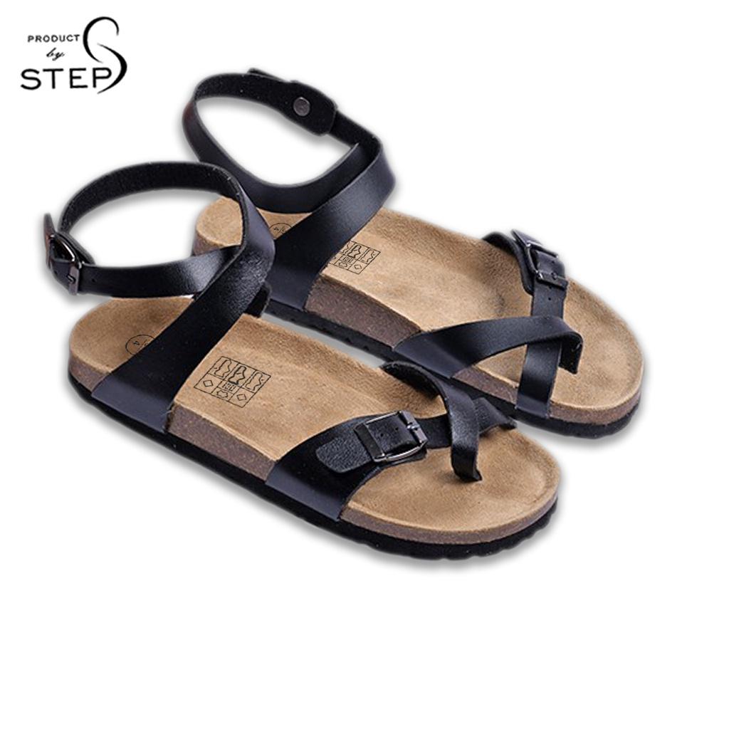 Giày đế trấu Unisex Da tổng hợp Quai xỏ ngón hậu quấn