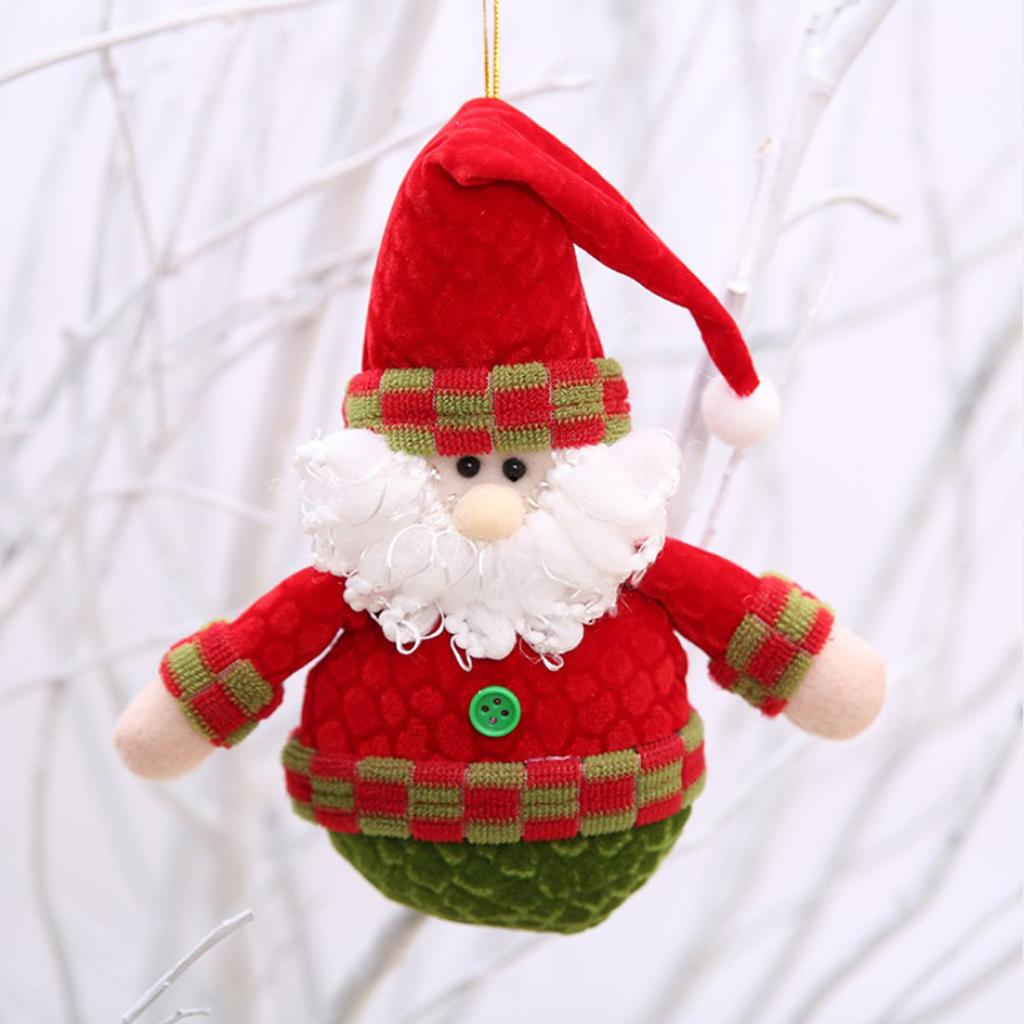 Christmas Santa Snowman Elk Plush Doll Christmas Tree Hanging Decoration A