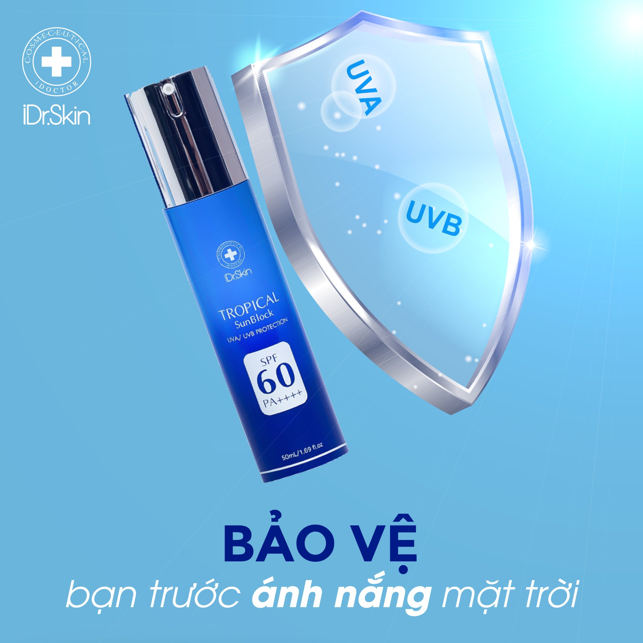 Kem Chống Nắng Miền Nhiệt Đới Với Công Nghệ Pha Lê Hóa Lỏng Thương Hiệu iDr.Skin - TROPICAL SUNBLOCK. Kem Chống Nắng TROPICAL SUNBLOCK Chống Lại Các Tia UVA - UVB Giúp Da Không Bị Sạm Nám - Cấp Ẩm Giúp Da Tươi Trẻ. Xuất Xứ Hàn Quốc (50ml) Hàng Chính Hãng