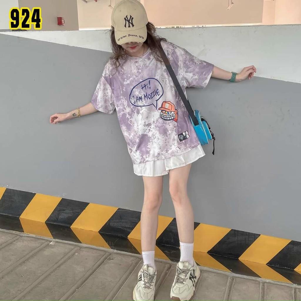 Áo thun nam nữ loang màu hoạt hình độc lạ vải cotton dày dặn mềm mịn thấm hút mồ hôi tốt thích hợp mặc áo lớp áo nhóm