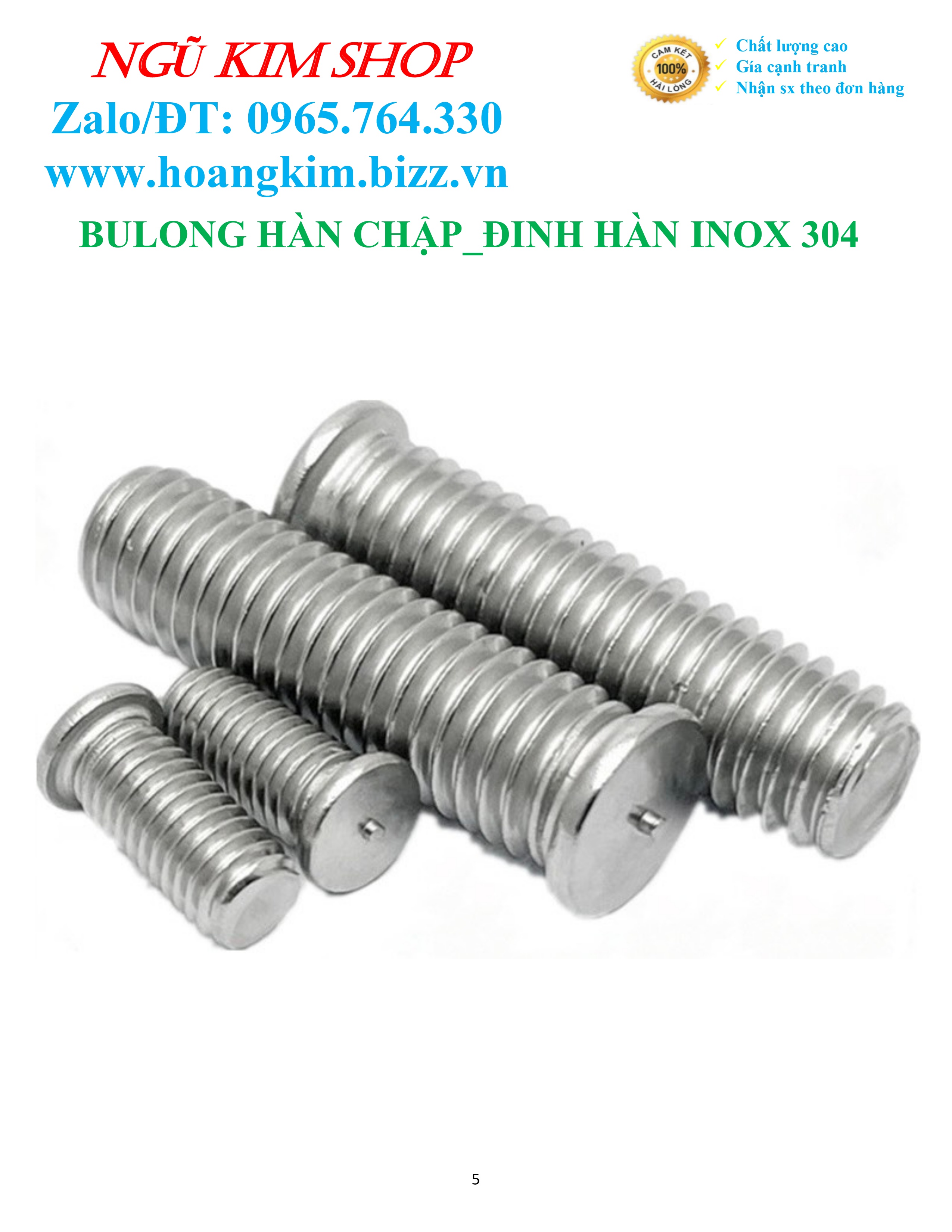 BULONG HÀN CHẬP _ ĐINH HÀN M3 INOX304