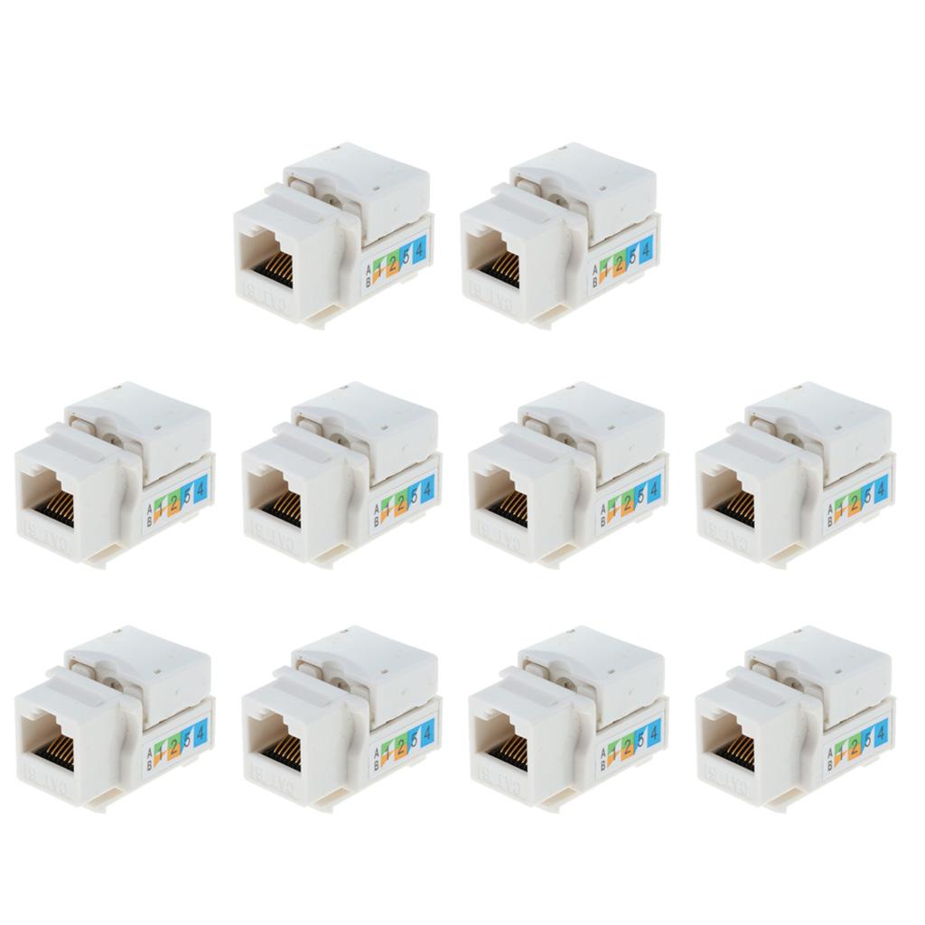 10x RJ45 Móc Jack Cắm Tường Cấp Cắm Cat6 Ethernet LAN Mô Đun 8P8C