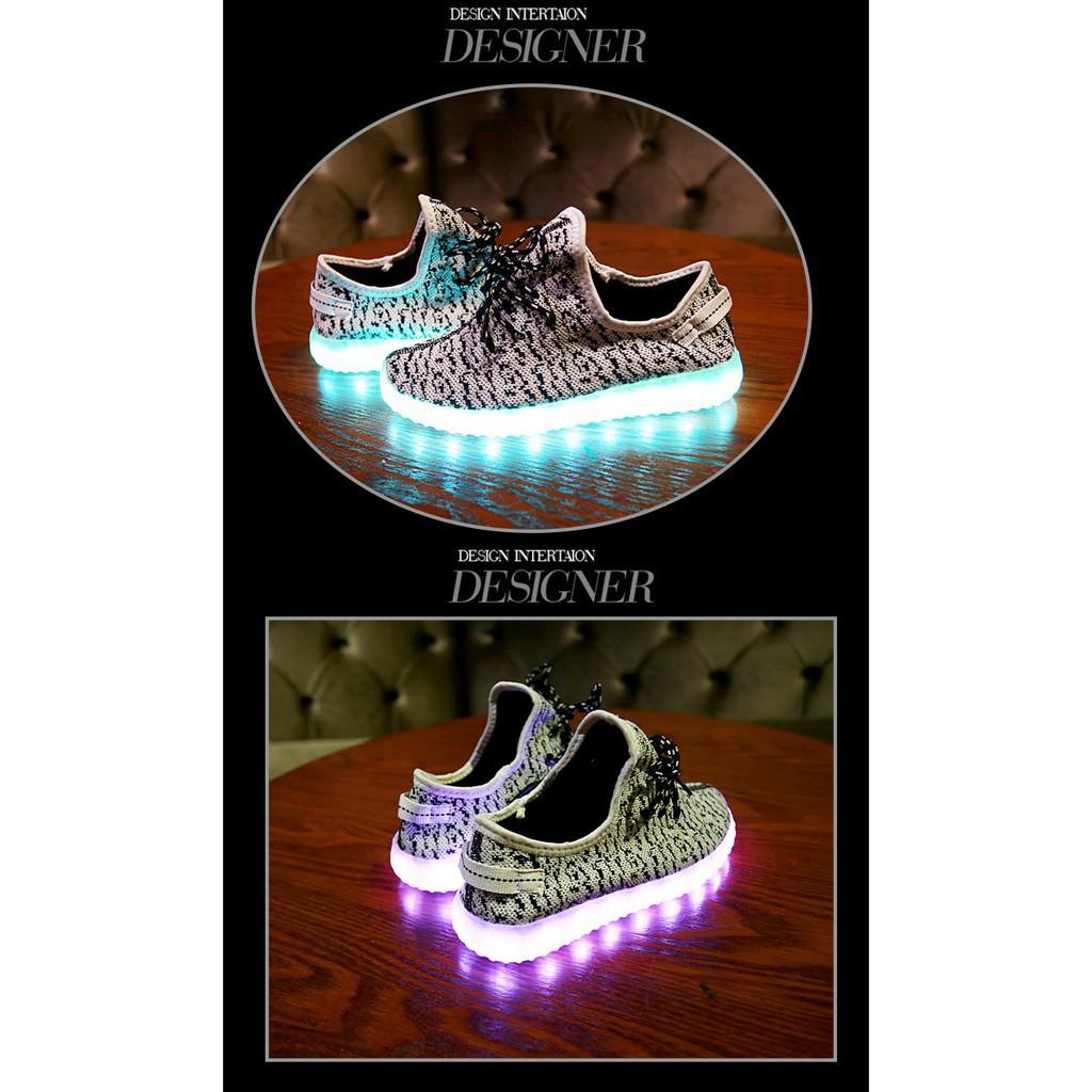 Giày phát sáng màu bạc sần phát sáng 7 màu 11 chế độ đèn led tặng kèm dây giày phát sáng mã BU14 CLOẠI I