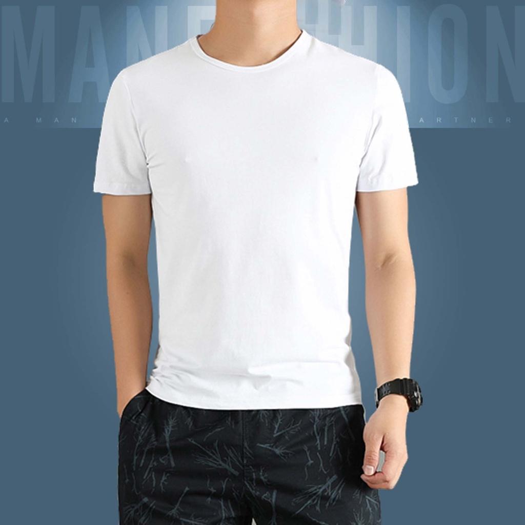 Mẫu áo thun basic nam nữ cổ tròn trơn trắng đen vải cotton mềm mại thoáng mát - PandoStore