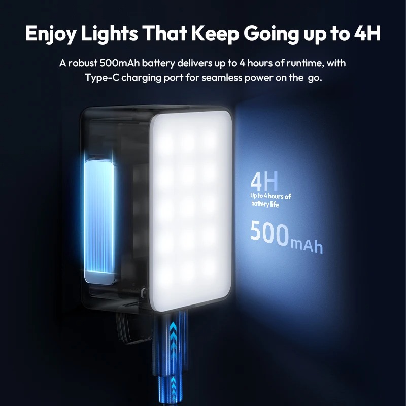 Đèn LED Trợ Sáng Mini Dành Cho DJI Pocket 3 Tích Hợp Pin 500mAh Ulanzi LM001 - Hàng Nhập Khẩu