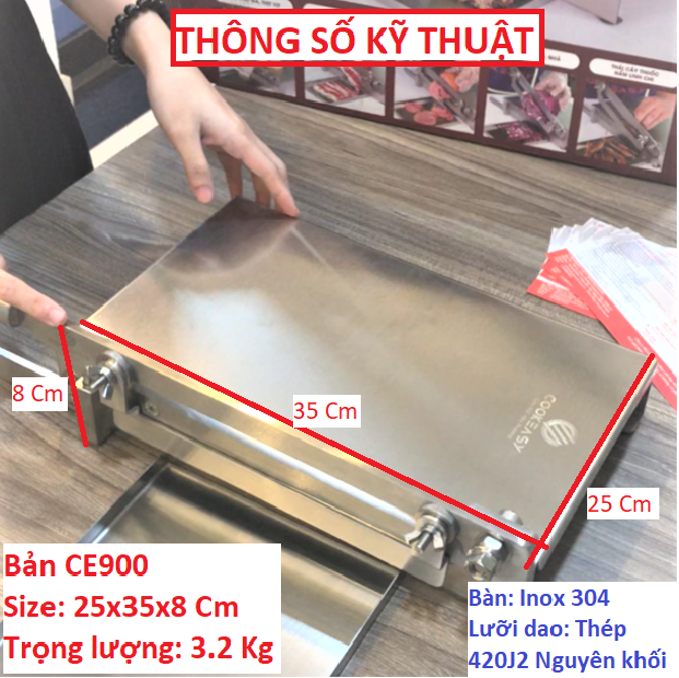 Máy chặt gà, cắt thịt đông lạnh, cắt xương đa năng cầm tay hàng chính hãng Cookeasy. Bản máy chặt gà cao cấp CE900, trọng lượng 3.2 Kg, Size 25x35x8 Cm