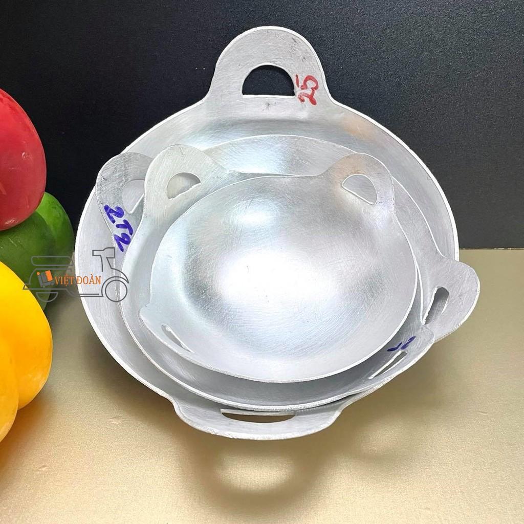Chảo Nhôm Quai Liền, Chảo Nhôm Máy Bay- Size NHỎ. Dụng cụ làm Bánh Tai Yến, Cơm cháy, Kho quẹt, Chiên Trứng
