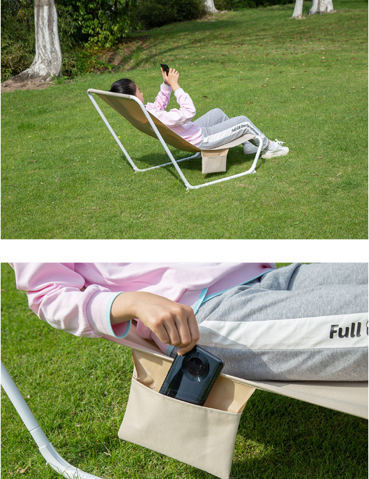 Ghế Xếp Du Lịch Cắm Trại Ngã Lưng Có túi đựng điện thoại Picnic Chair Leisure