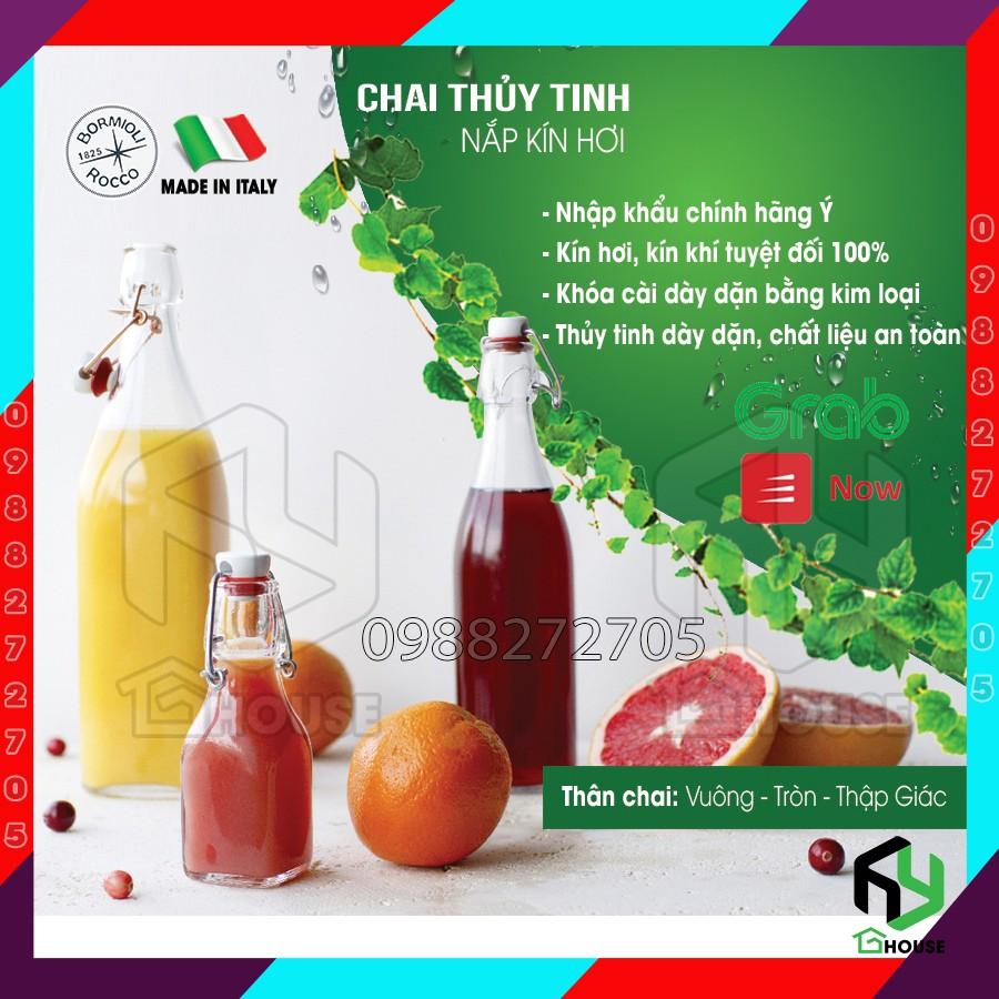 Chai thủy tinh đựng nước ép nắp cài đủ size - Bormioli Rocco