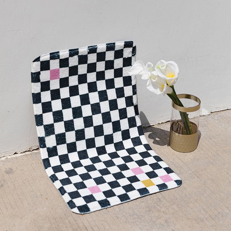 Dày retro kẻ sọc ca rô thảm phòng khách tóc ngắn phòng ngủ bàn cà phê khăn trải giường đơn giản thấm hút phòng ngủ đầy đủ chăn đầu giường.