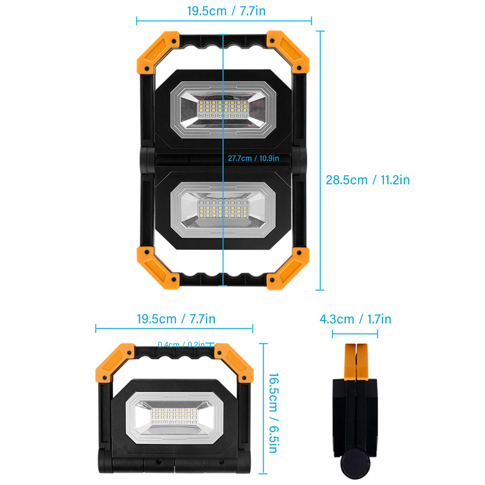 Đèn LED di động IP65 không thấm nước có thể sạc lại, 2 chế độ điều chỉnh ánh sáng màu xanh/màu đỏ ánh sáng
