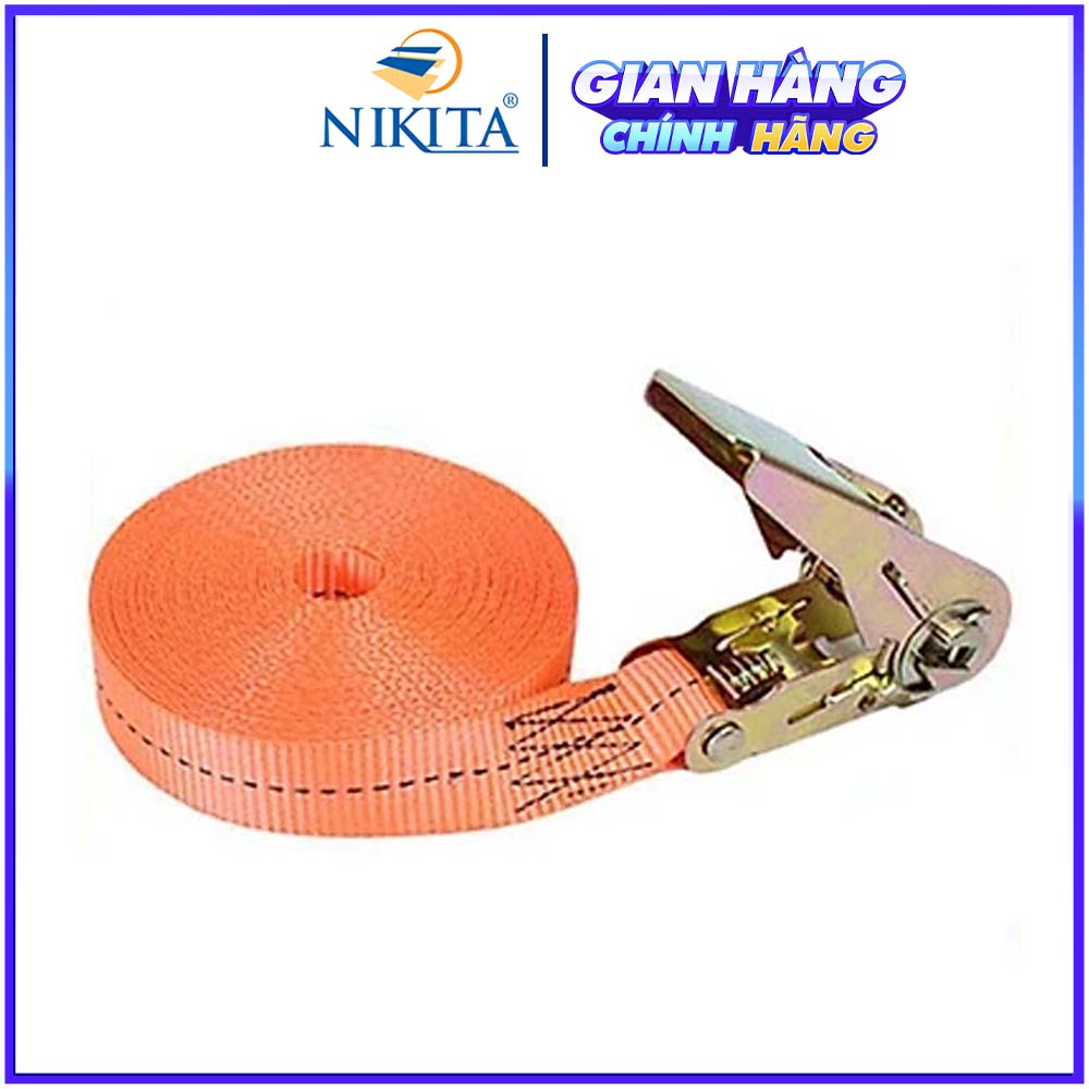 Dây chằng hàng, buộc hàng tăng đơ không móc, màu cam bản 2.5cm chiều dài 2 đến 15m - NIKITA