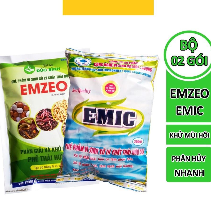 BỘ 2 GÓI Ủ PHÂN EMIC - EMZEO GIÚP KHỬ MÙI VÀ Ủ PHÂN RÁC THẢI - HIỆU QUẢ NHANH