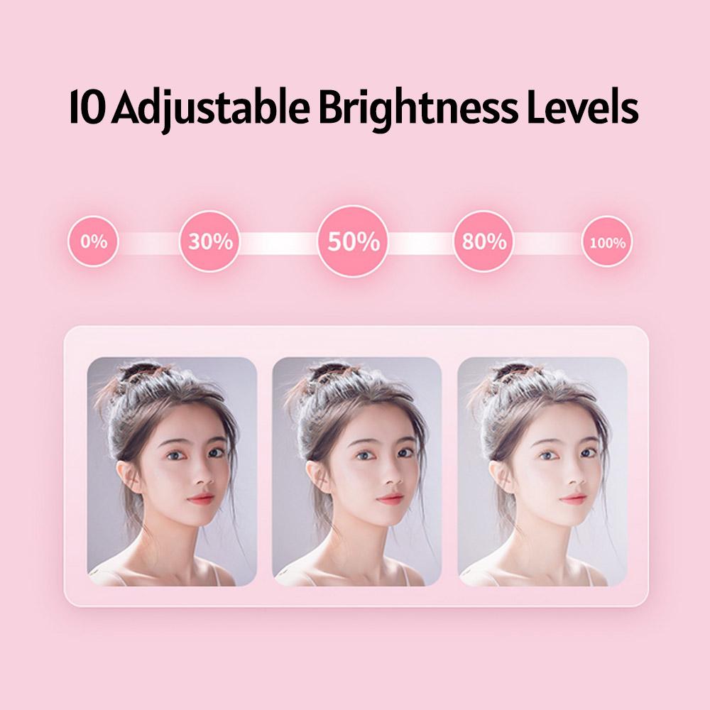 Đèn trang điểm LED Ring Light để bàn có chân đế,gương lớn và giá đỡ điện thoại di động, Hiệu ứng ánh sáng mềm mại - màu trắng