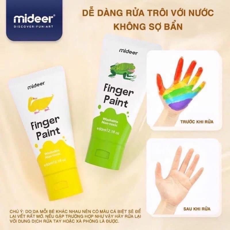 Bộ màu vẽ tay Finger Paint 8 màu - chính hãng MIDEER (cho bé từ 3 tuổi)