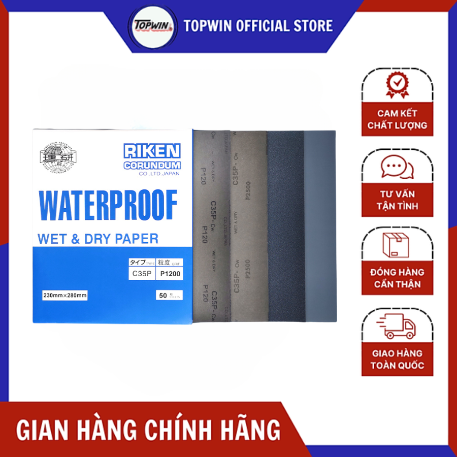 5 Tờ Giấy Nhám Nước RIKEN C35P Nhật Bản Đủ Số Từ P150 Đến P2500 Chính Hãng