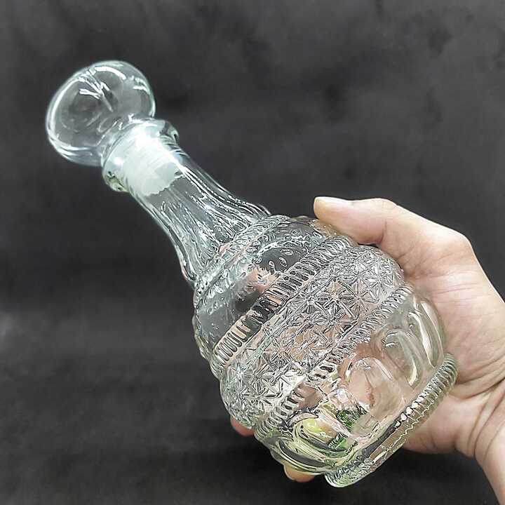 Chai Thủy Tinh cao cấp 500ML TRỤ TRÒN họa tiết THÁP PHẬT nổi siêu trong