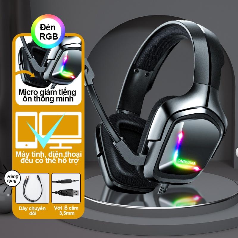 Tai nghe Gaming chơi game chụp tai có dây ONIKUMA K20 tay nghe có mic, RGB, Máy tính, PC, Điện thoại