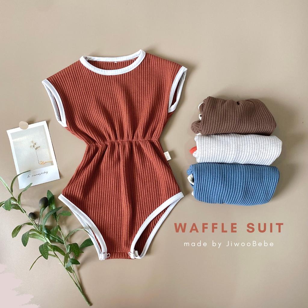 Body Cho Bé, Bộ Liền Thân Mùa Hè Trẻ Em Vải Cotton Waffle Hàn Quốc Unisex