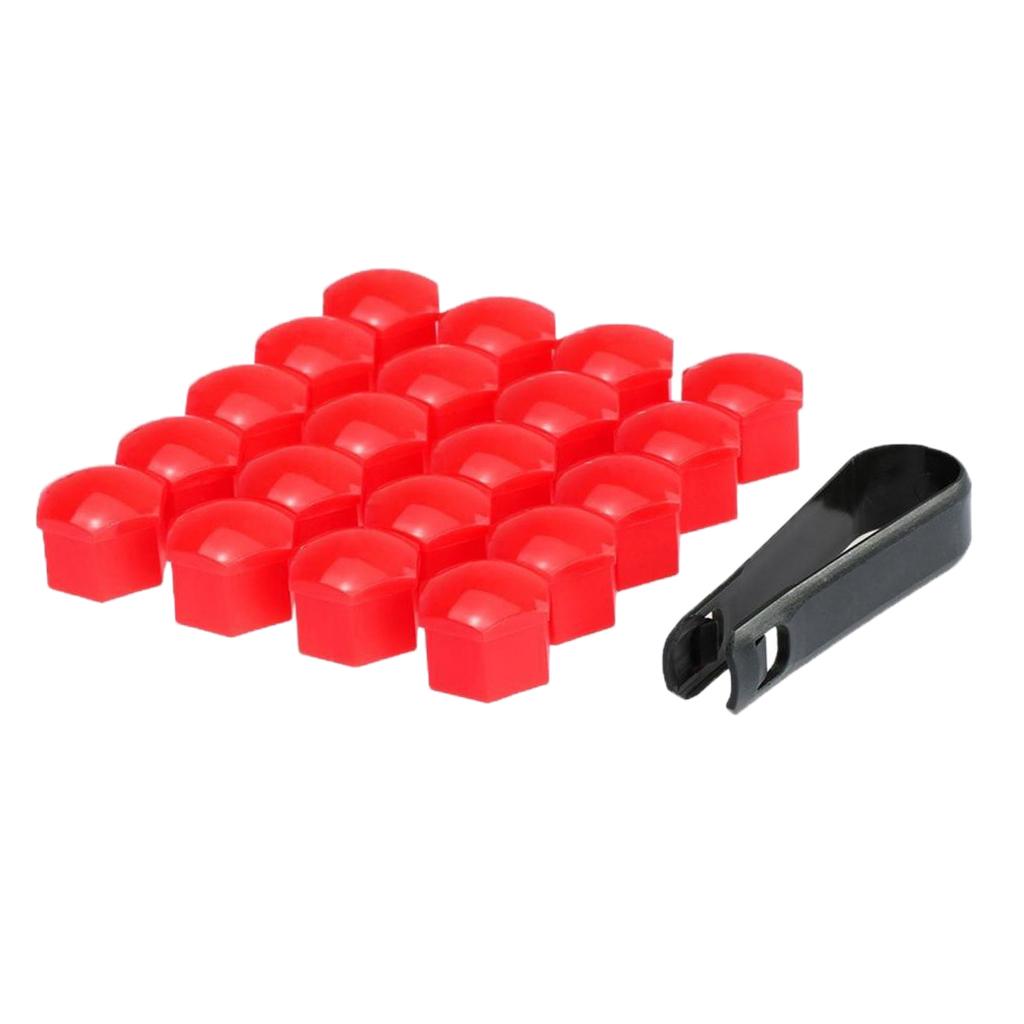 20pcs Universal 19mm Wheel Nut Covers Lug Nut Caps Screw Protector Red