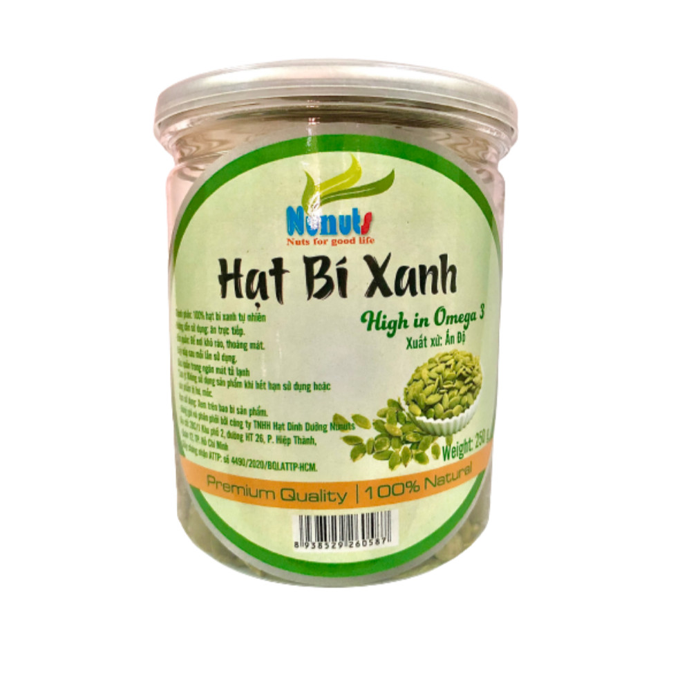 250g Hạt bí tách vỏ Ấn Độ, đã sấy giòn thơm ngon, nguyên vị Nunuts , món ăn vặt tốt cho sức khỏe .