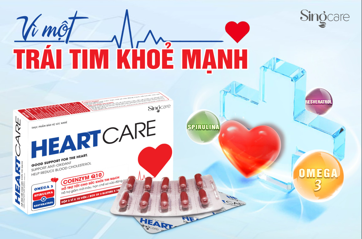 TPBVSK HEART CARE - HỖ TRỢ GIẢM MỠ MÁU, HẠN CHẾ XƠ VỮA ĐỘNG MẠCH, TỐT CHO SỨC KHOẺ TIM MẠCH (3 VỈ X 10 VIÊN)