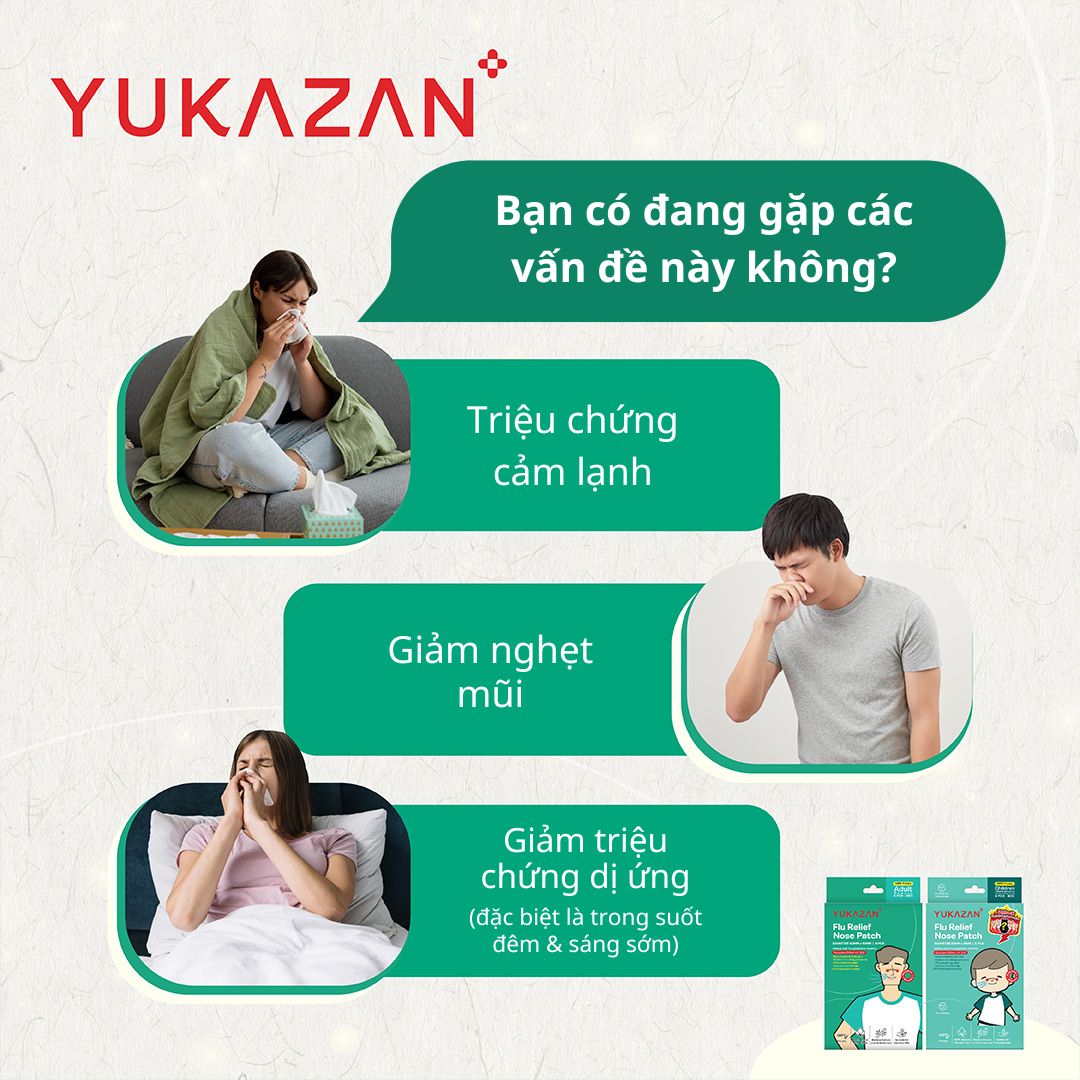Miếng Dán Giảm Cảm Cúm Yukazan Cho Trẻ Em - Hộp 6 Miếng - Giảm Nghẹt Mũi - Giảm Cảm Cúm