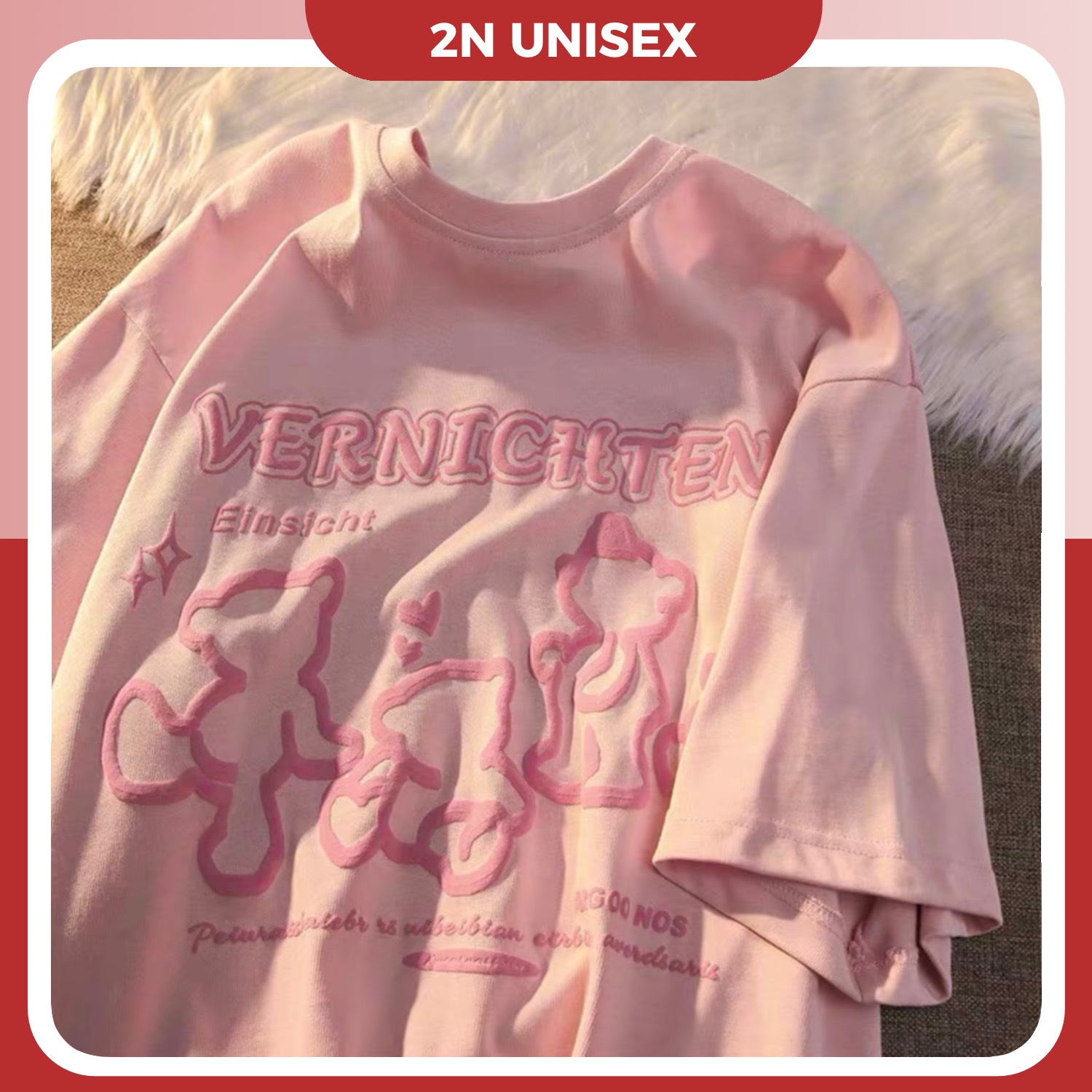 Áo thun tay lỡ form rộng - phông nam nữ cotton oversize - T shirt vernichten gấu - 2N Unisex
